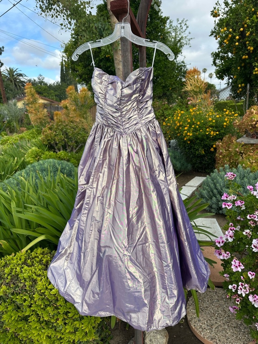 GUNNE SAX Jessica McClintock Purple Prom Gown 5 Iridescent 80s Bridgerton Formal